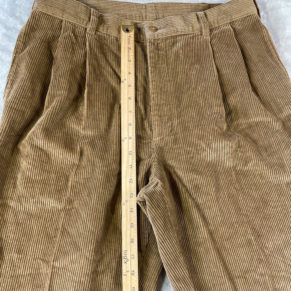 Jos A Bank Corduroy Pants Mens 36x30 Brown Wide Wale Pleated Cuffed Fall Office - Picture 4 of 10